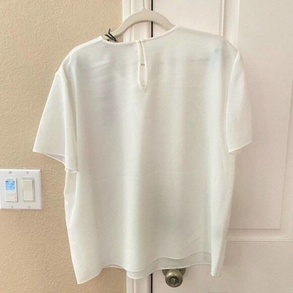 Jenni Kayne Crepe T-shirt Blouse Ivory - Picture 7 of 7